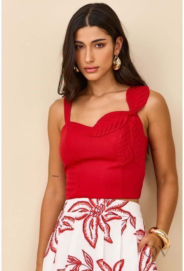 CONJUNTO LONGO EM LINHO VERMELHO ESTAMPADO - ARSTY