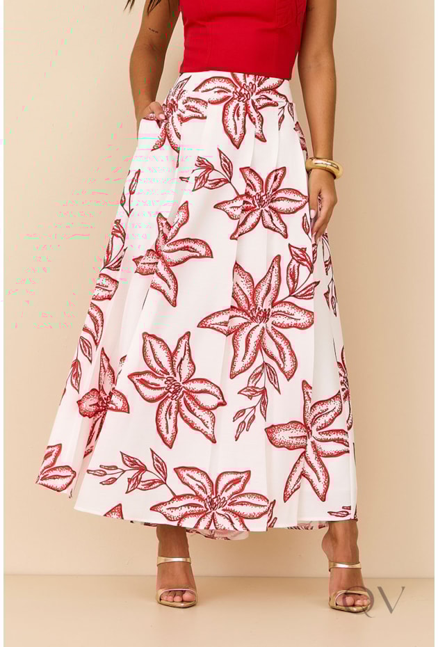 CONJUNTO LONGO EM LINHO VERMELHO ESTAMPADO - ARSTY