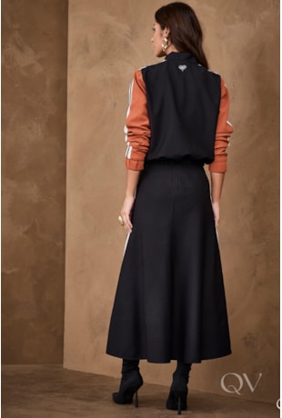 CONJUNTO LONGO EVASÊ EM CREPE E VISCOSE PRETO - ARTSY