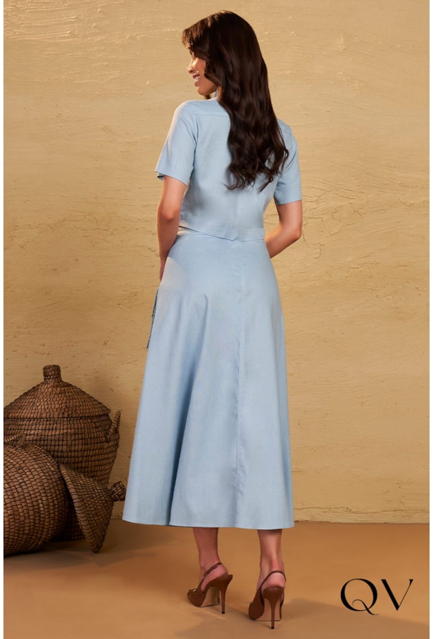 CONJUNTO LONGUETE LINHO BORDADO AZUL - FASCÍNIUS CONJUNTO LONGUETE LINHO BORDADO AZUL - FASCÍNIUS