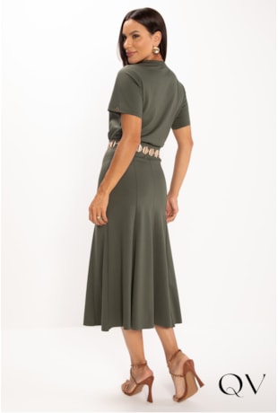 CONJUNTO MALHA PONTO ROMA BOTÕES FRONTAIS VERDE MILITAR - LEKAZIS CONJUNTO MALHA PONTO ROMA BOTÕES FRONTAIS VERDE MILITAR - LEKAZIS