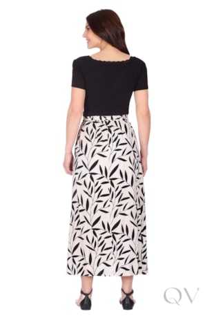 CONJUNTO MAX MIDI EM MALHA CANELADA ESTAMPADO FLORAL PRETO - HAPUK