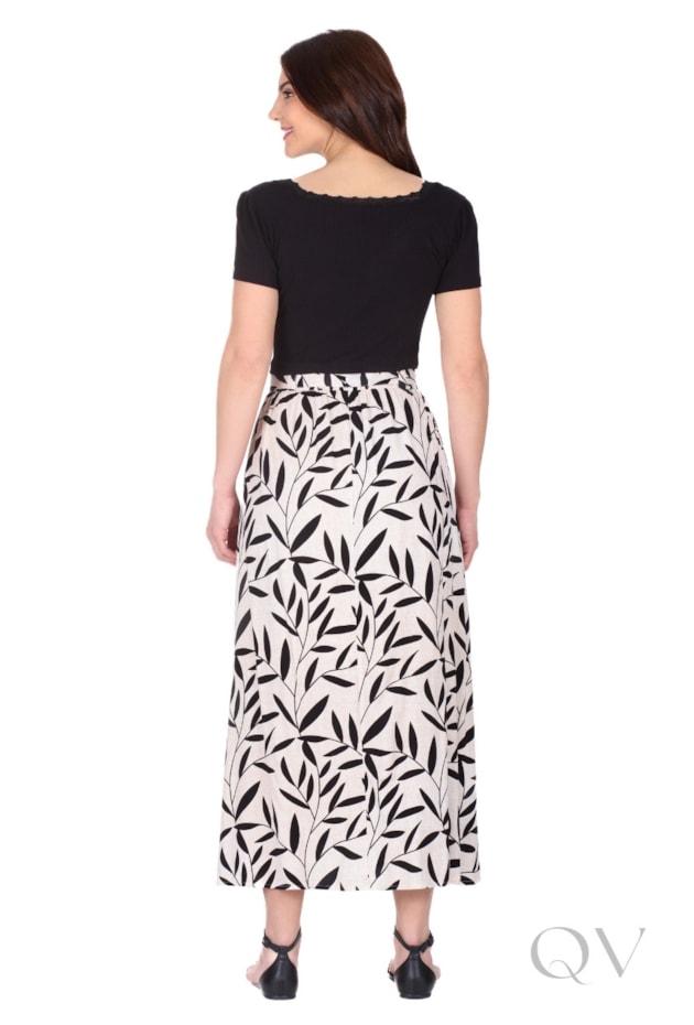 CONJUNTO MAX MIDI EM MALHA CANELADA ESTAMPADO FLORAL PRETO - HAPUK