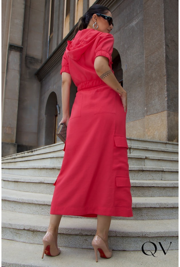 CONJUNTO MAXI MIDI COM CAPUZ CORAL - LUZIA FAZZOLLI