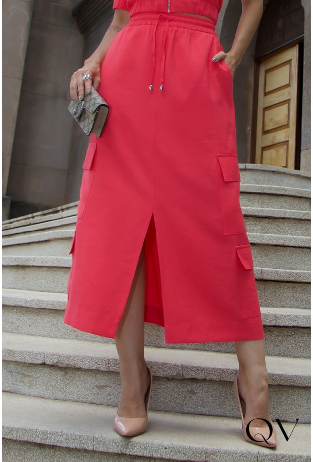CONJUNTO MAXI MIDI COM CAPUZ CORAL - LUZIA FAZZOLLI