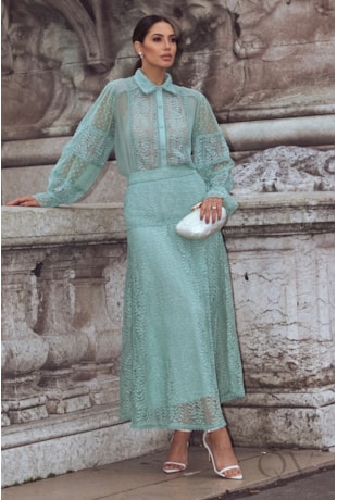 CONJUNTO MAXI MIDI EM RENDA VERDE - LUZIA FAZZOLLI