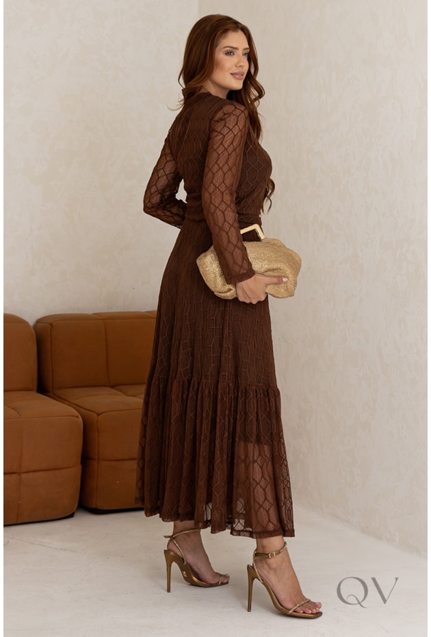 CONJUNTO MAXI MIDI EM TULE MARROM - JANY PIM