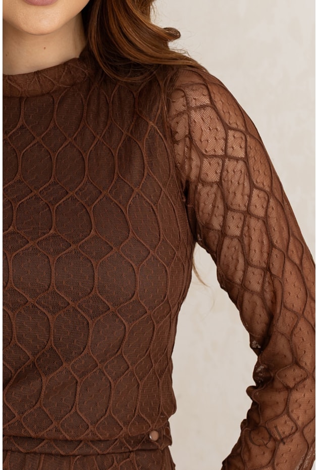 CONJUNTO MAXI MIDI EM TULE MARROM - JANY PIM