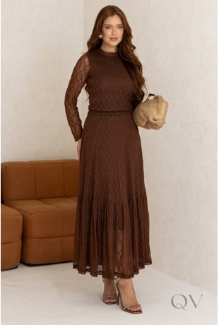 CONJUNTO MAXI MIDI EM TULE MARROM - JANY PIM