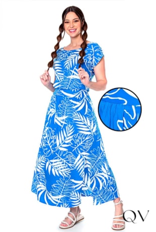 CONJUNTO MAXI MIDI FOLHAGEM AZUL - HAPUK