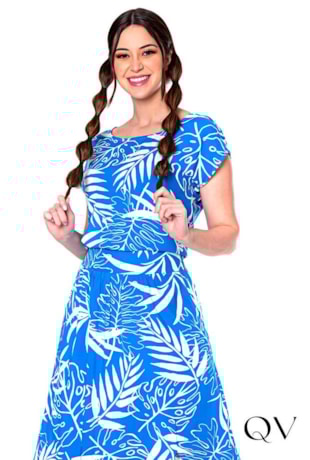 CONJUNTO MAXI MIDI FOLHAGEM AZUL - HAPUK