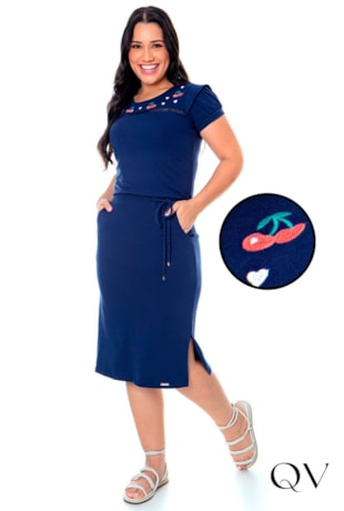 CONJUNTO MIDI COM BORDADO E GUIPPIR AZUL - HAPUK