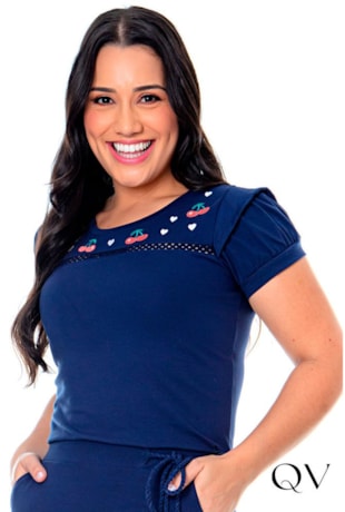 CONJUNTO MIDI COM BORDADO E GUIPPIR AZUL - HAPUK