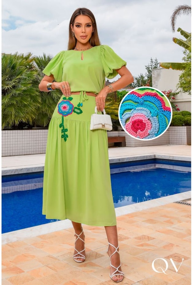 CONJUNTO MIDI CREPE COM BORDADO LIMA - LUZIA FAZZOLLI CONJUNTO MIDI CREPE COM BORDADO LIMA - LUZIA FAZZOLLI