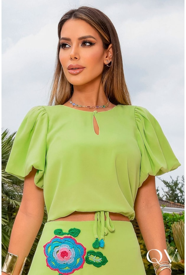 CONJUNTO MIDI CREPE COM BORDADO LIMA - LUZIA FAZZOLLI CONJUNTO MIDI CREPE COM BORDADO LIMA - LUZIA FAZZOLLI