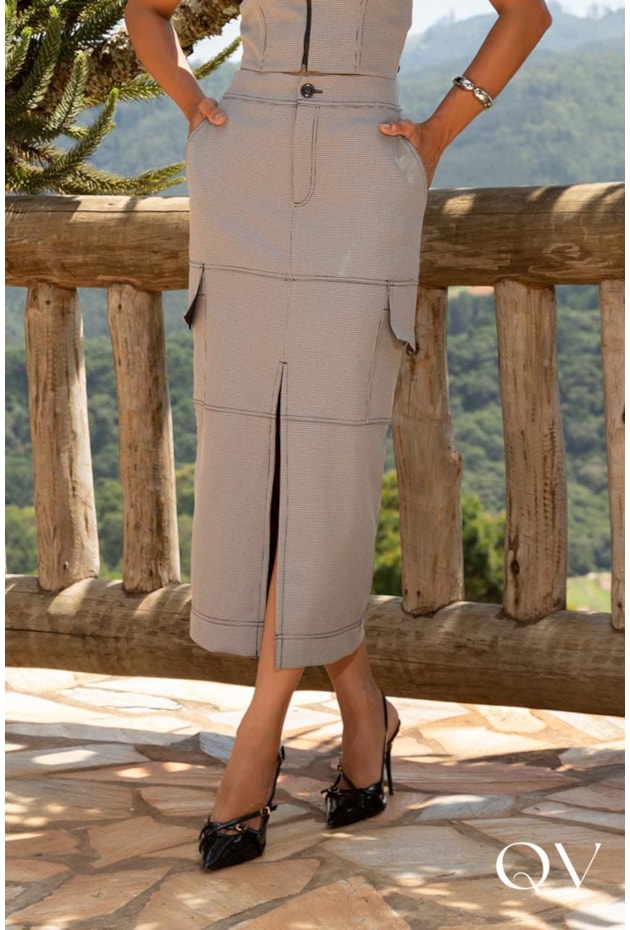 CONJUNTO MIDI EM ALFAIATARIA PRINCESA CINZA - ARTSY