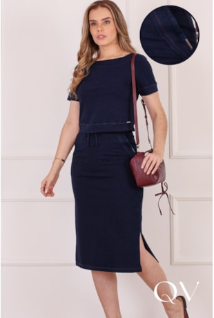CONJUNTO MIDI EM ALGODÃO AZUL MARINHO - PURO SHARMY