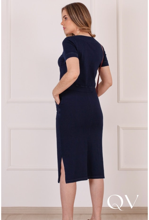 CONJUNTO MIDI EM ALGODÃO AZUL MARINHO - PURO SHARMY