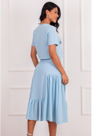 CONJUNTO MIDI EM ALGODÃO COM LINHO AZUL - PURO SHARMY CONJUNTO MIDI EM ALGODÃO COM LINHO AZUL - PURO SHARMY
