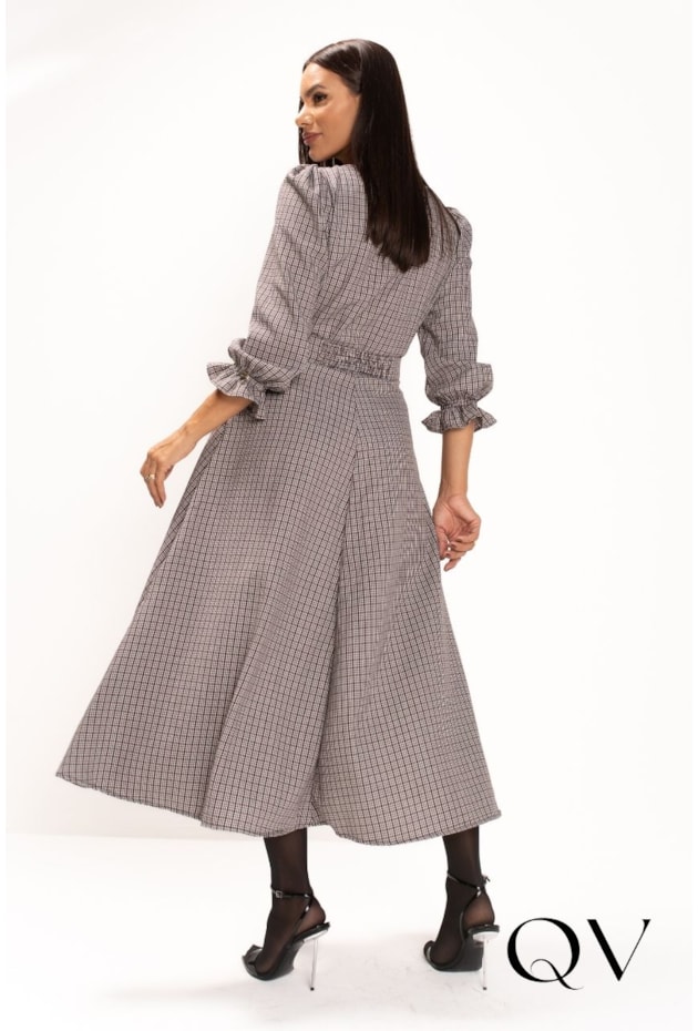 CONJUNTO MIDI EM ALGODÃO XADREX PRETO E VINHO - LEKAZIS