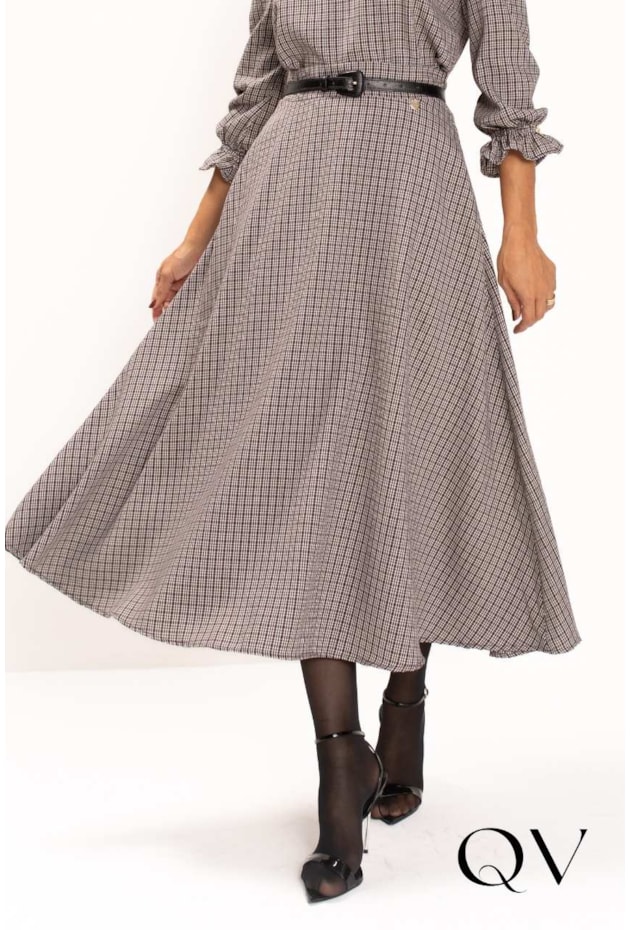 CONJUNTO MIDI EM ALGODÃO XADREX PRETO E VINHO - LEKAZIS