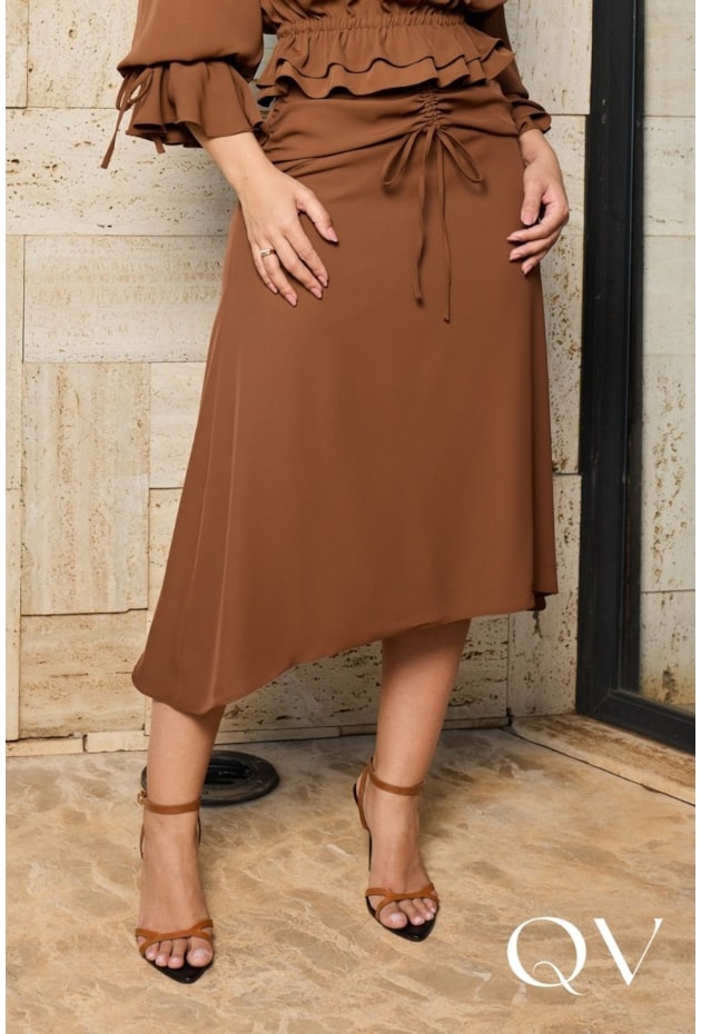 CONJUNTO MIDI EM CREPE ZEENA MOUCHA MOUSSE - DOCE MARIA