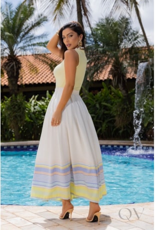 CONJUNTO MIDI EM VOIL E LINHO LISTRADO - LUZIA FAZZOLLI