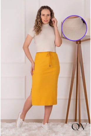 CONJUNTO MIDI MIX DE MALHAS AMARELO - PURO SHARMY