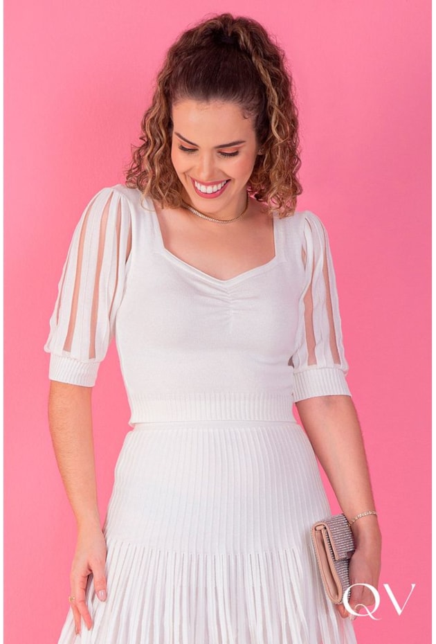 CONJUNTO MIDI TRICÔ BRANCO - PURO SHARMY CONJUNTO MIDI TRICÔ BRANCO - PURO SHARMY