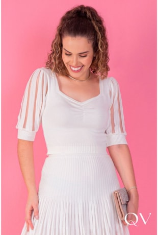 CONJUNTO MIDI TRICÔ BRANCO - PURO SHARMY