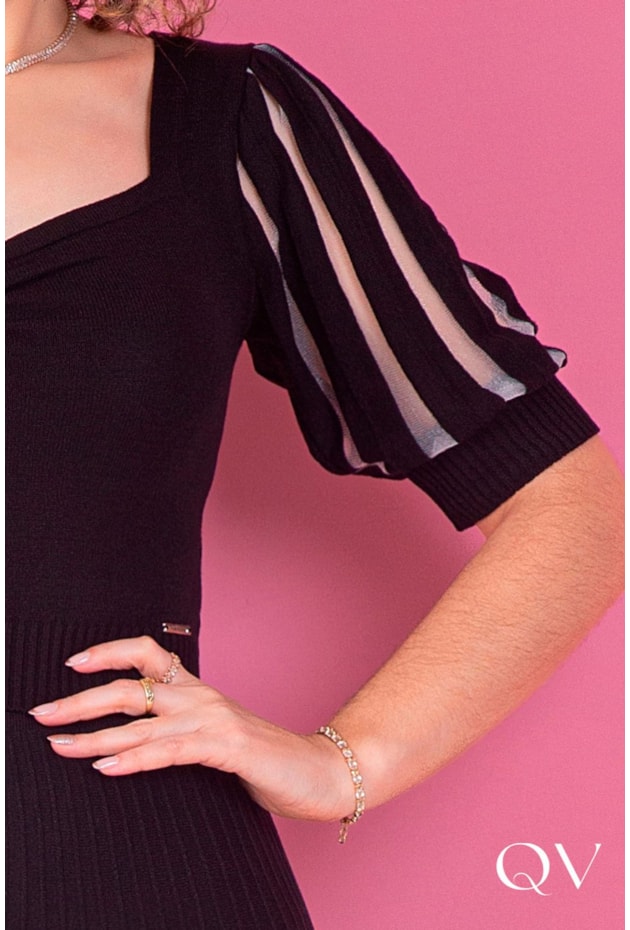 CONJUNTO MIDI TRICÔ PRETO - PURO SHARMY CONJUNTO MIDI TRICÔ PRETO - PURO SHARMY