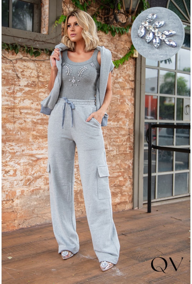 CONJUNTO MOLETOM BORDADO CINZA - LUZIA FAZZOLLI CONJUNTO MOLETOM BORDADO CINZA - LUZIA FAZZOLLI