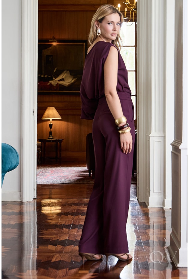 CONJUNTO NULA MANGA EM ALFAIATARIA MARSALA - LUZIA FAZZOLLI