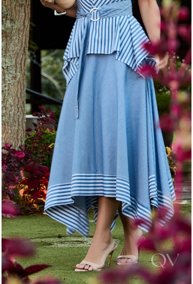 CONJUNTO PEPLUM EM TRICOLINE COMPOSÊ LISTRADO - LUZIA FAZZOLLI
