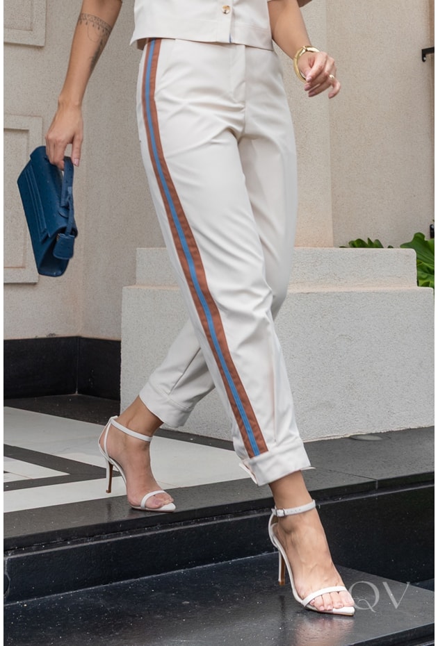 CONJUNTO POLO EM ALFAIATARIA BEGE - LUZIA FAZZOLLI