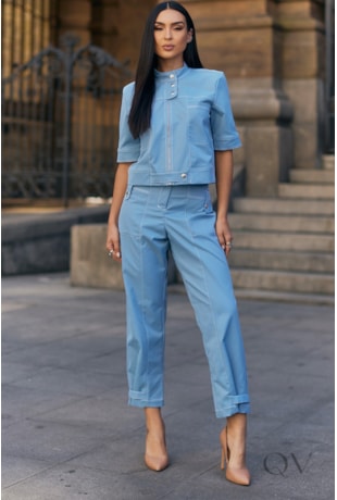 CONJUNTO RETO COM BOTÕES EM ALFAIATARIA AZUL - LUZIA FAZZOLLI