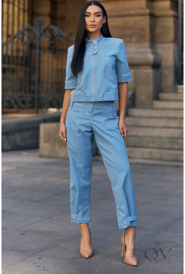 CONJUNTO RETO COM BOTÕES EM ALFAIATARIA AZUL - LUZIA FAZZOLLI