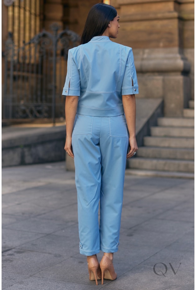 CONJUNTO RETO COM BOTÕES EM ALFAIATARIA AZUL - LUZIA FAZZOLLI