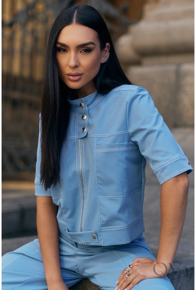 CONJUNTO RETO COM BOTÕES EM ALFAIATARIA AZUL - LUZIA FAZZOLLI