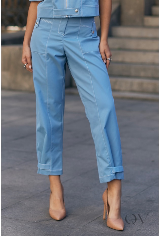 CONJUNTO RETO COM BOTÕES EM ALFAIATARIA AZUL - LUZIA FAZZOLLI