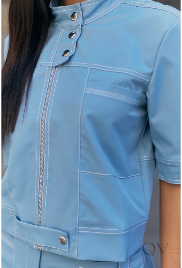 CONJUNTO RETO COM BOTÕES EM ALFAIATARIA AZUL - LUZIA FAZZOLLI