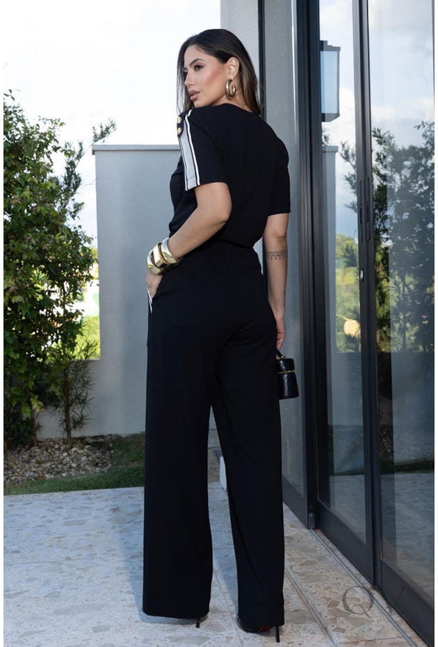 CONJUNTO RETO COM CALÇA EM MOLETINHO PRETO - LUZIA FAZZOLLI