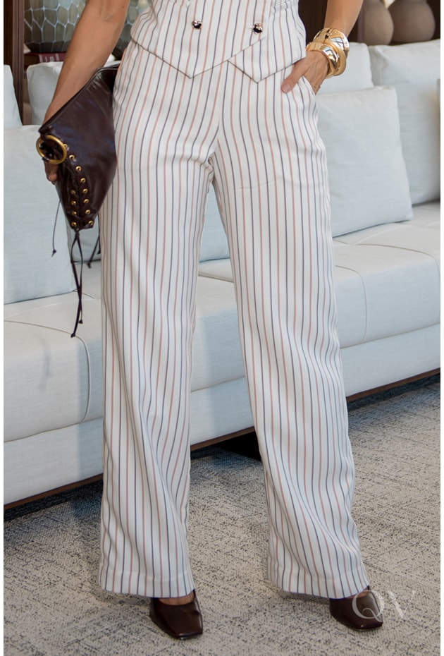 CONJUNTO RETO COM RISCA DE GIZ EM ALFAIATARIA LISTRADO - LUZIA FAZZOLLI