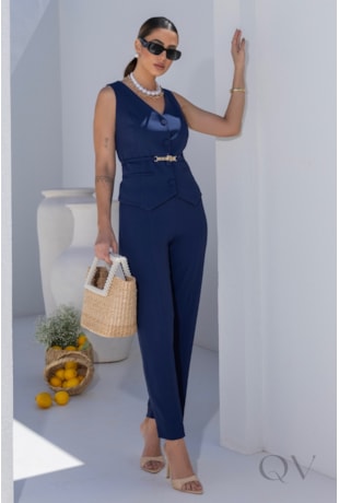CONJUNTO RETO EM ALFAIATARIA AZUL MARINHO - LUZIA FAZZOLLI