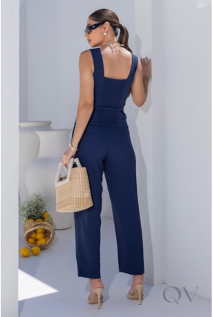 CONJUNTO RETO EM ALFAIATARIA AZUL MARINHO - LUZIA FAZZOLLI