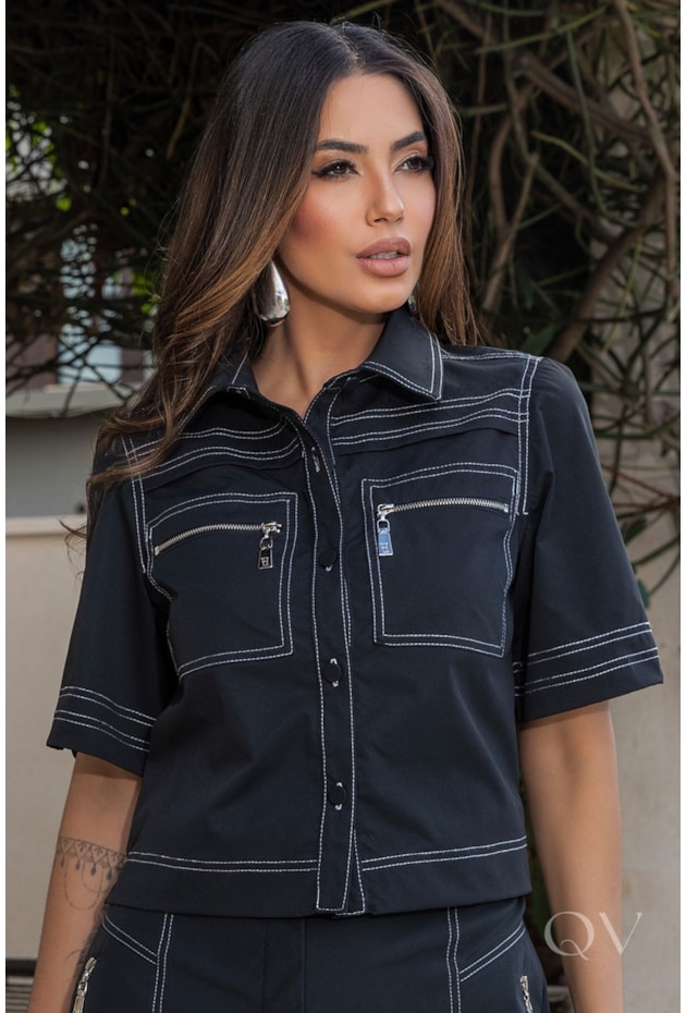 CONJUNTO RETO EM ALFAIATARIA PRETO - LUZIA FAZZOLLI