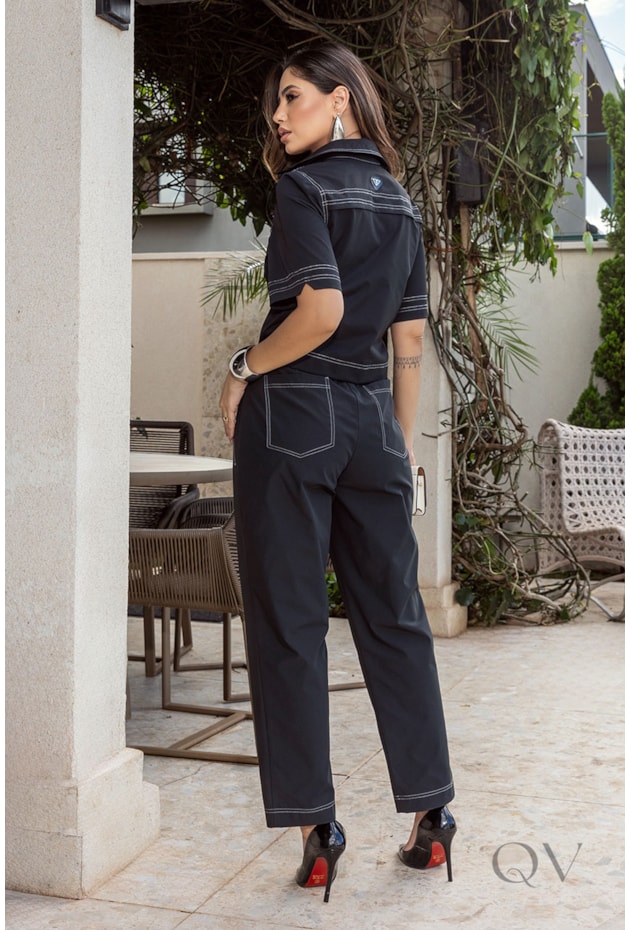 CONJUNTO RETO EM ALFAIATARIA PRETO - LUZIA FAZZOLLI