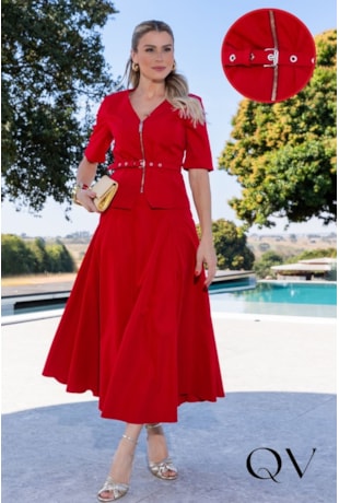 CONJUNTO RETO EM ALFAIATARIA VERMELHO - LUZIA FAZZOLLI