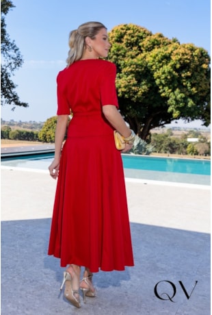 CONJUNTO RETO EM ALFAIATARIA VERMELHO - LUZIA FAZZOLLI
