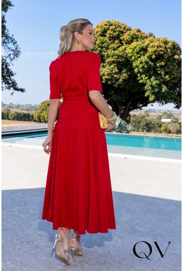 CONJUNTO RETO EM ALFAIATARIA VERMELHO - LUZIA FAZZOLLI